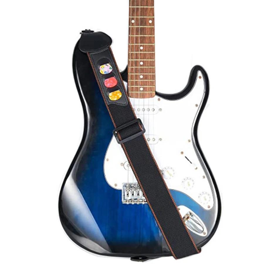 7Pcs/Set Guitar Strap Black PU – Musical Instrument Fagot recenzja i cena